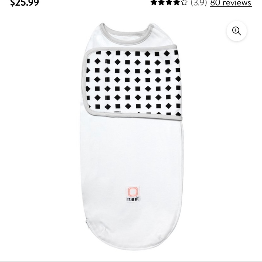 NANIT SMALL SWADDLE (0-3mo) White- used once!!